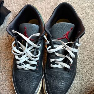 Jordan Black and Gray Sneakers with Red Accents